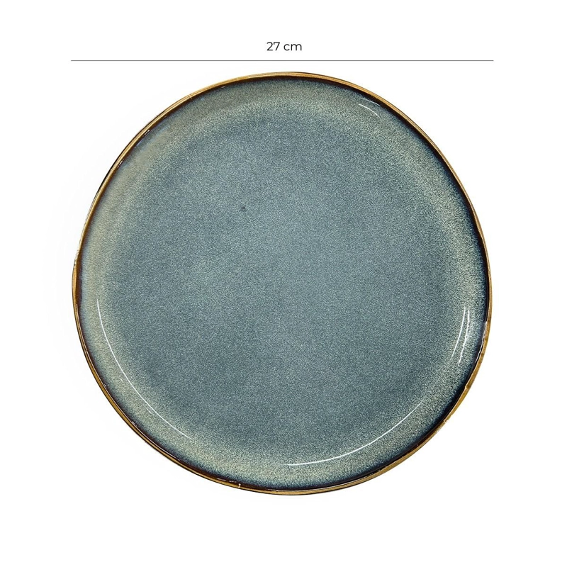 SET DE 6 PLATO REDONDO CERAMICA 26 CM AZUL GRAFITO LINEA RUSTICA - 7