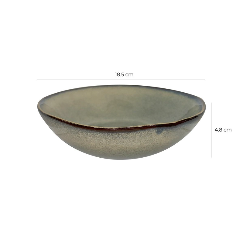 SET DE 6 BOWL REDONDO CERAMICA 18.5 X 5 CM AZUL GRAFITO LINEA RUSTICA - 6