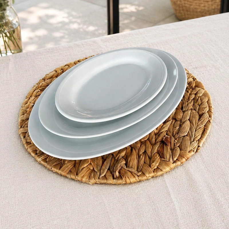 SET 6 PLATOS OVALADO DE PORCELANA DE 35 CM LINEA PADUA - 8