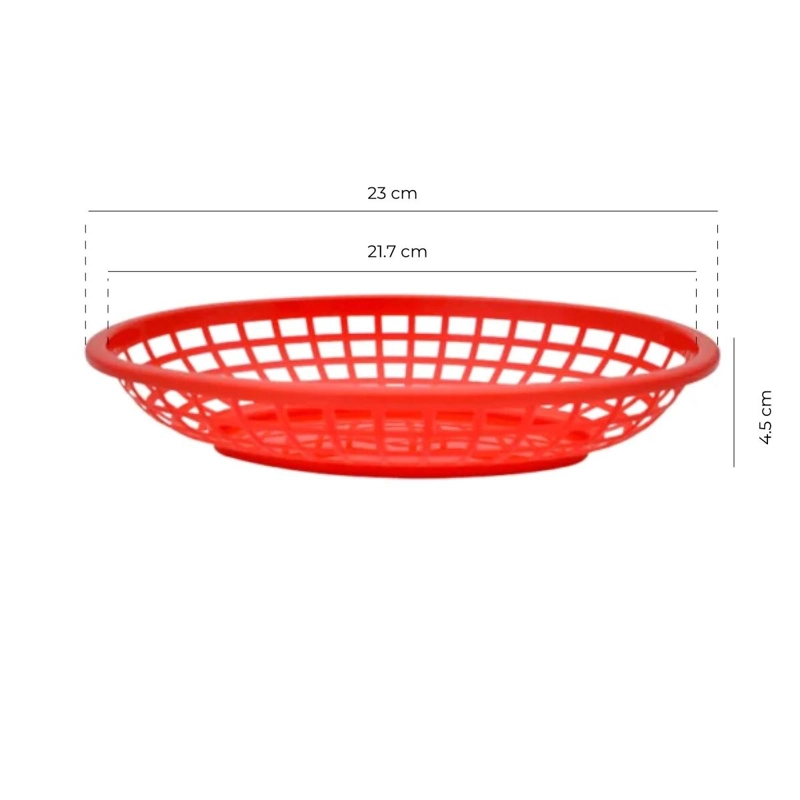 CANASTO POLIETILENO ROJO OVAL 23X14.5XH4.5 CM - 9
