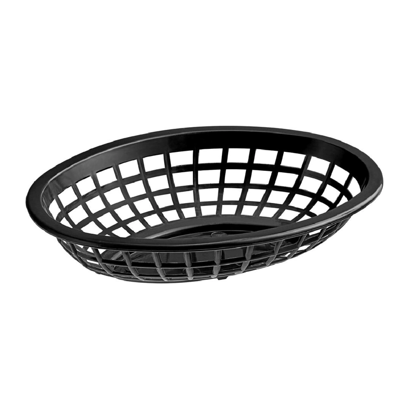 CANASTO POLIETILENO NEGRO OVAL 30X22XH4.5 CM - 1