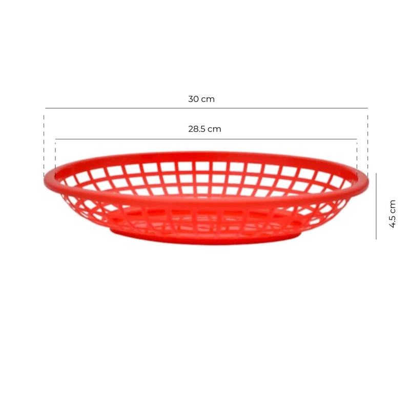 CANASTO POLIETILENO ROJO OVALADO 30X22X4.5 CM - 9