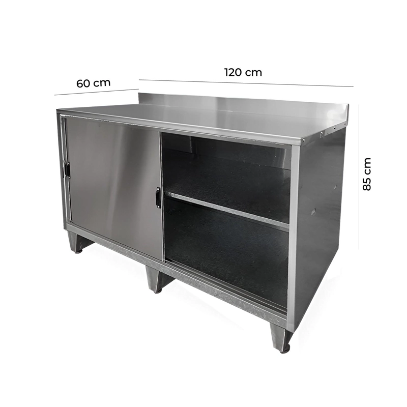 MESON MURAL ACERO INOXIDABLE PUERTAS CORREDERAS 120 CM - 3