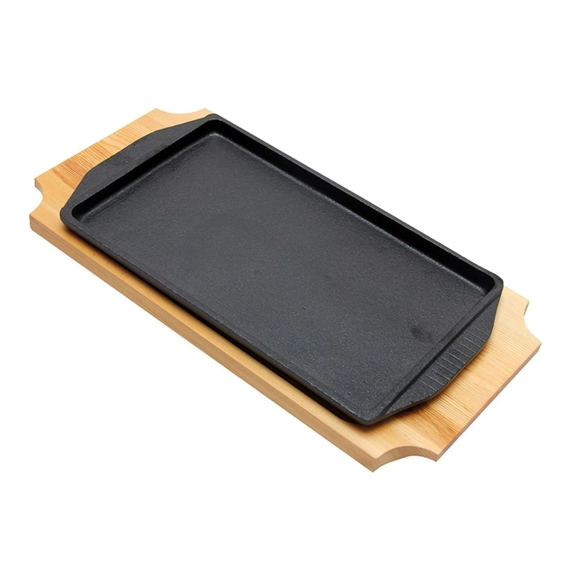 PLATO / BANDEJA HIERRO RECTANGULAR CON BASE MADERA 32.4X17.8X1.9 CM - 1