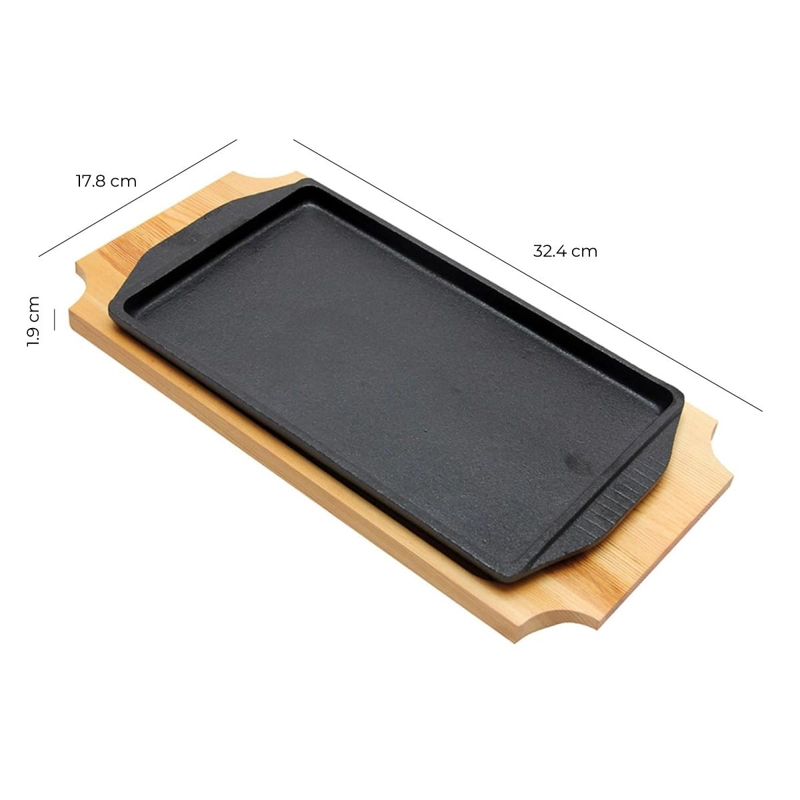 PLATO / BANDEJA HIERRO RECTANGULAR CON BASE MADERA 32.4X17.8X1.9 CM - 4