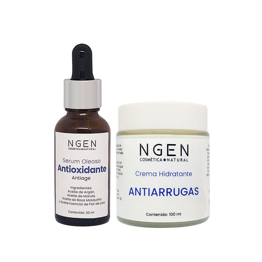 TRATAMIENTO ANTIEDAD ROSTRO Y CUELLO NGEN SERUM ANTIEDAD Y CREMA ANTIARRUGAS CON ÁCIDO HIALURÓNICO - 1