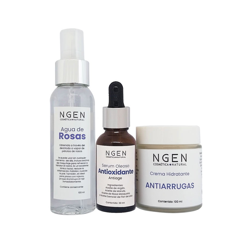 SET ROSTRO Y CUELLO NGEN FACIAL BÁSICO ANTIEDAD PARA LIMPIEZA E HIDRATACIÓN - 1