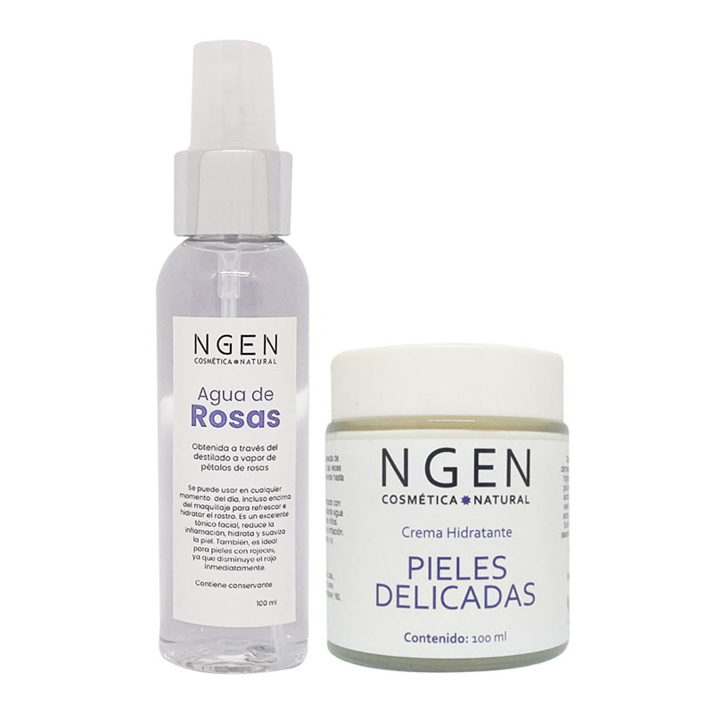 CREMA ROSTRO Y CUELLO NGEN ANTIROJEZ Y AGUA ROSAS CALMANTE E HIDRATANTE - 1