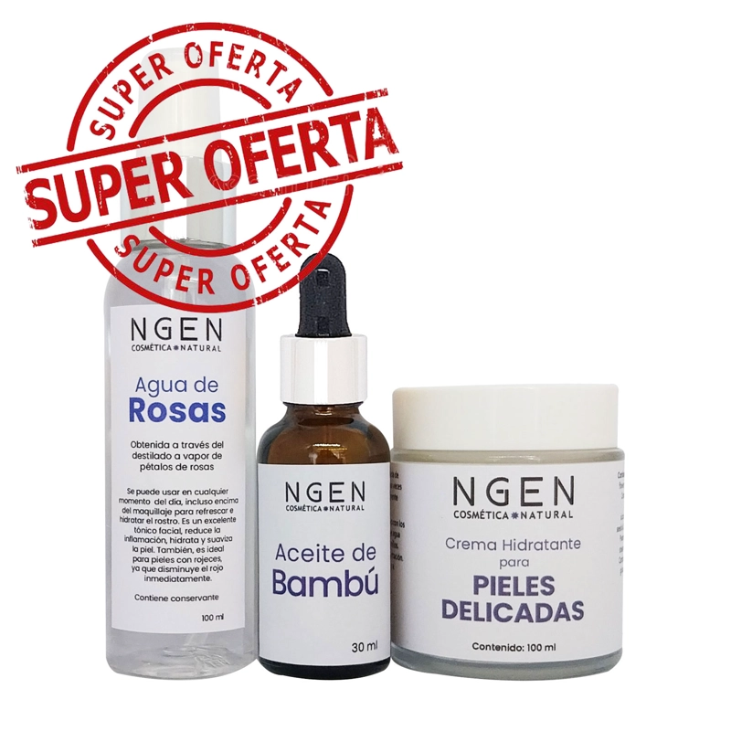 CREMA ROSTRO Y CUELLO NGEN ANTIROJEZ AGUA ROSAS ACEITE BAMBÚ - 1