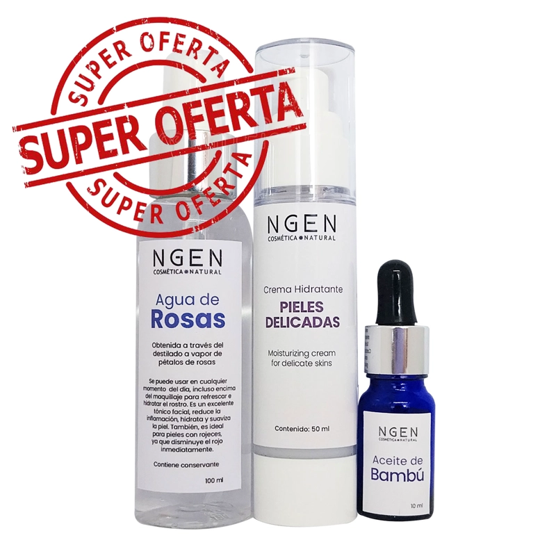 CREMA ROSTRO Y CUELLO NGEN ANTIROJEZ AIR AGUA ROSAS ACEITE BAMBÚ - 1