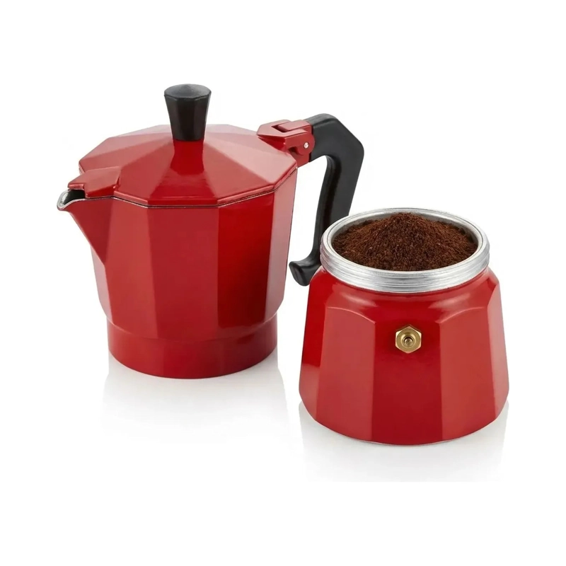 CAFETERA ITALIANA MOKA ROJA 6 TAZAS (300 ML) ALUMINIO - 1