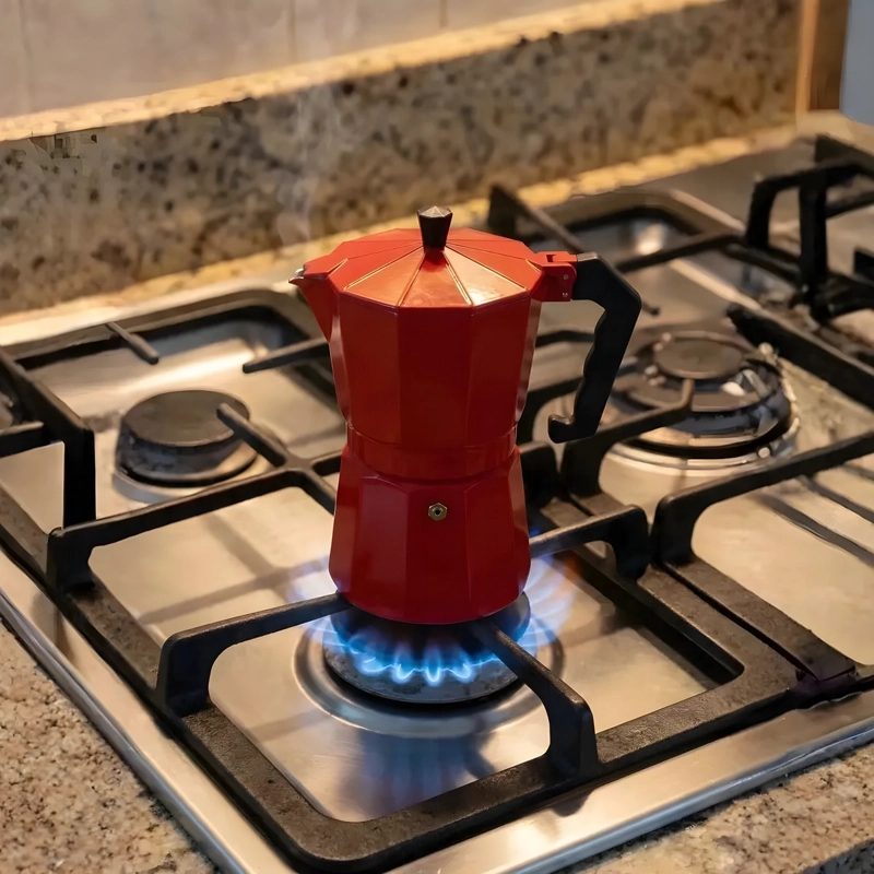 CAFETERA ITALIANA MOKA ROJA 6 TAZAS (300 ML) ALUMINIO - 2