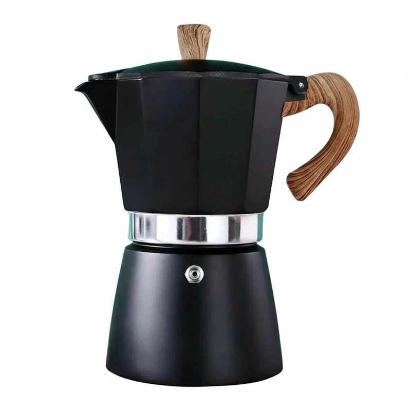 CAFETERA ITALIANA MOKA 3 TAZAS 150 ML ALUMINIO NEGRA ESTUFA GAS - 1