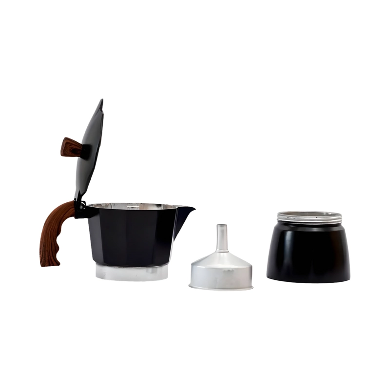 CAFETERA ITALIANA MOKA 3 TAZAS 150 ML ALUMINIO NEGRA ESTUFA GAS - 2