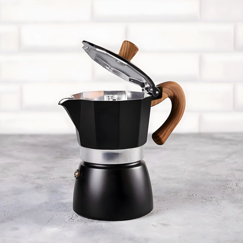 CAFETERA ITALIANA MOKA 3 TAZAS 150 ML ALUMINIO NEGRA ESTUFA GAS - 3