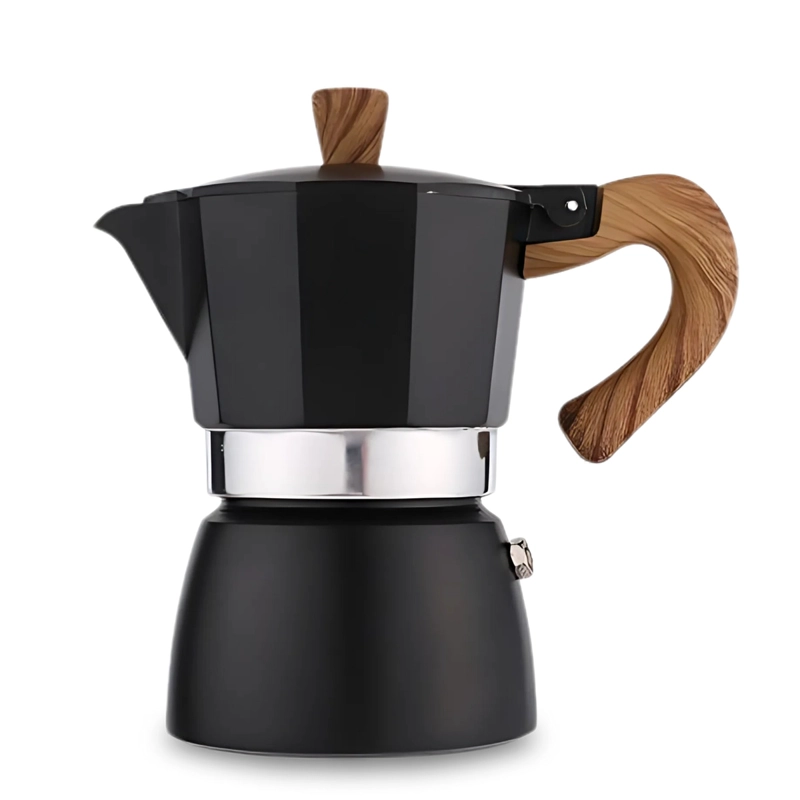 CAFETERA ITALIANA MOKA 3 TAZAS 150 ML ALUMINIO NEGRA ESTUFA GAS - 6