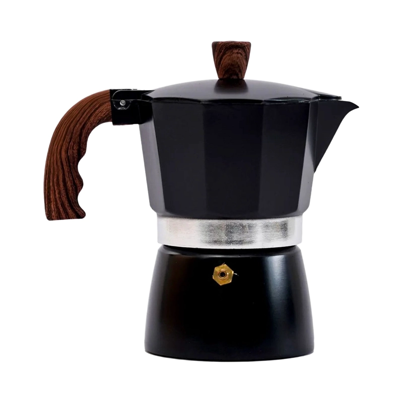 CAFETERA ITALIANA MOKA 3 TAZAS 150 ML ALUMINIO NEGRA ESTUFA GAS - 7