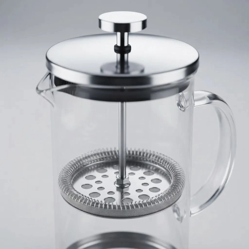 CAFETERA PRENSA FRANCESA 1L EMBOLO VIDRIO Y ACERO INOX AGORA - 3