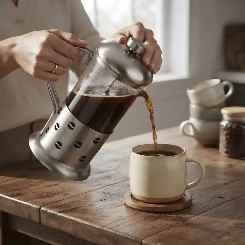 CAFETERA PRENSA FRANCESA 350ML VIDRIO Y ACERO INOX AGORA - 10
