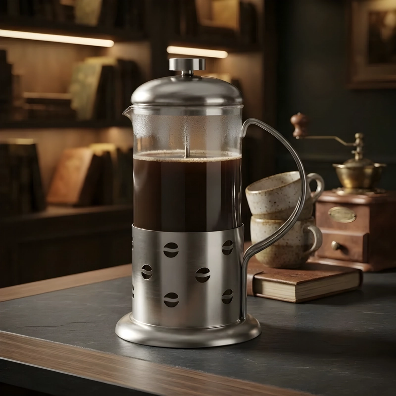 CAFETERA PRENSA FRANCESA 350ML VIDRIO Y ACERO INOX AGORA - 4