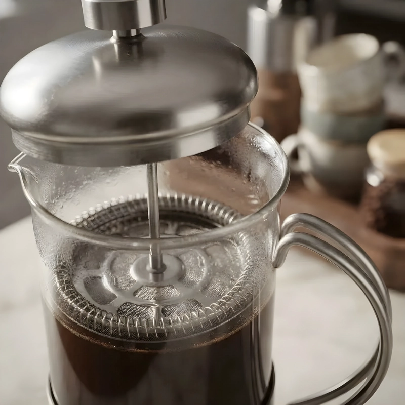 CAFETERA PRENSA FRANCESA 350ML VIDRIO Y ACERO INOX AGORA - 5