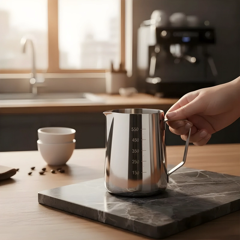 JARRA ESPUMADORA DE LECHE 600ML PITCHER BARISTA ACERO 304 AGORA - 2