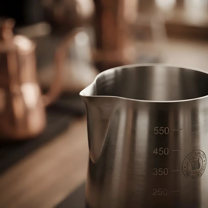 JARRA ESPUMADORA DE LECHE 600ML PITCHER BARISTA ACERO 304 AGORA - 3