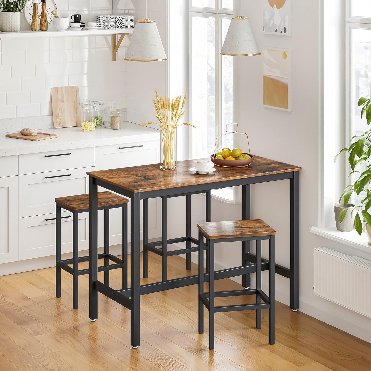 TABURETES SILLAS BAR VASAGLE ESTILO INDUSTRIAL CAFE SET - 2