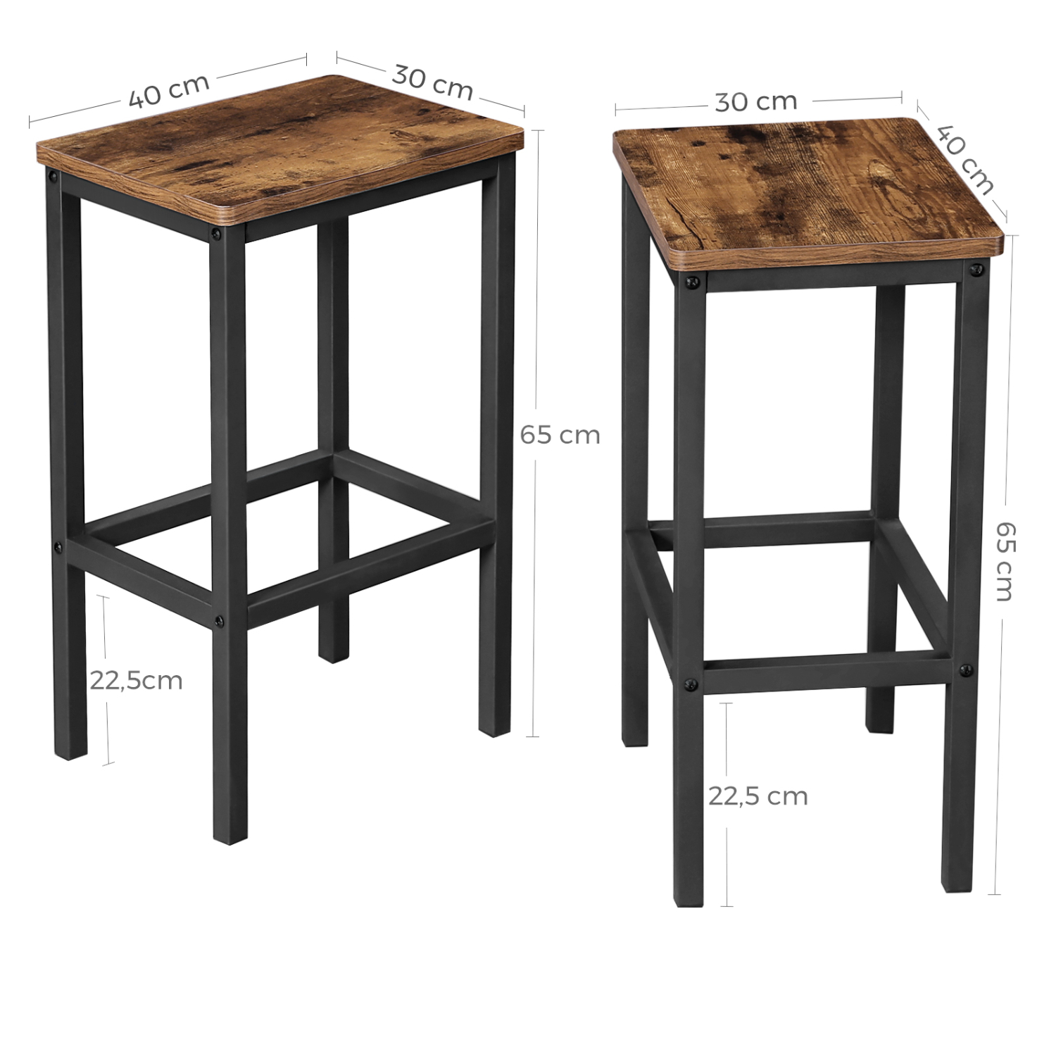 TABURETES SILLAS BAR VASAGLE ESTILO INDUSTRIAL CAFE SET - 4