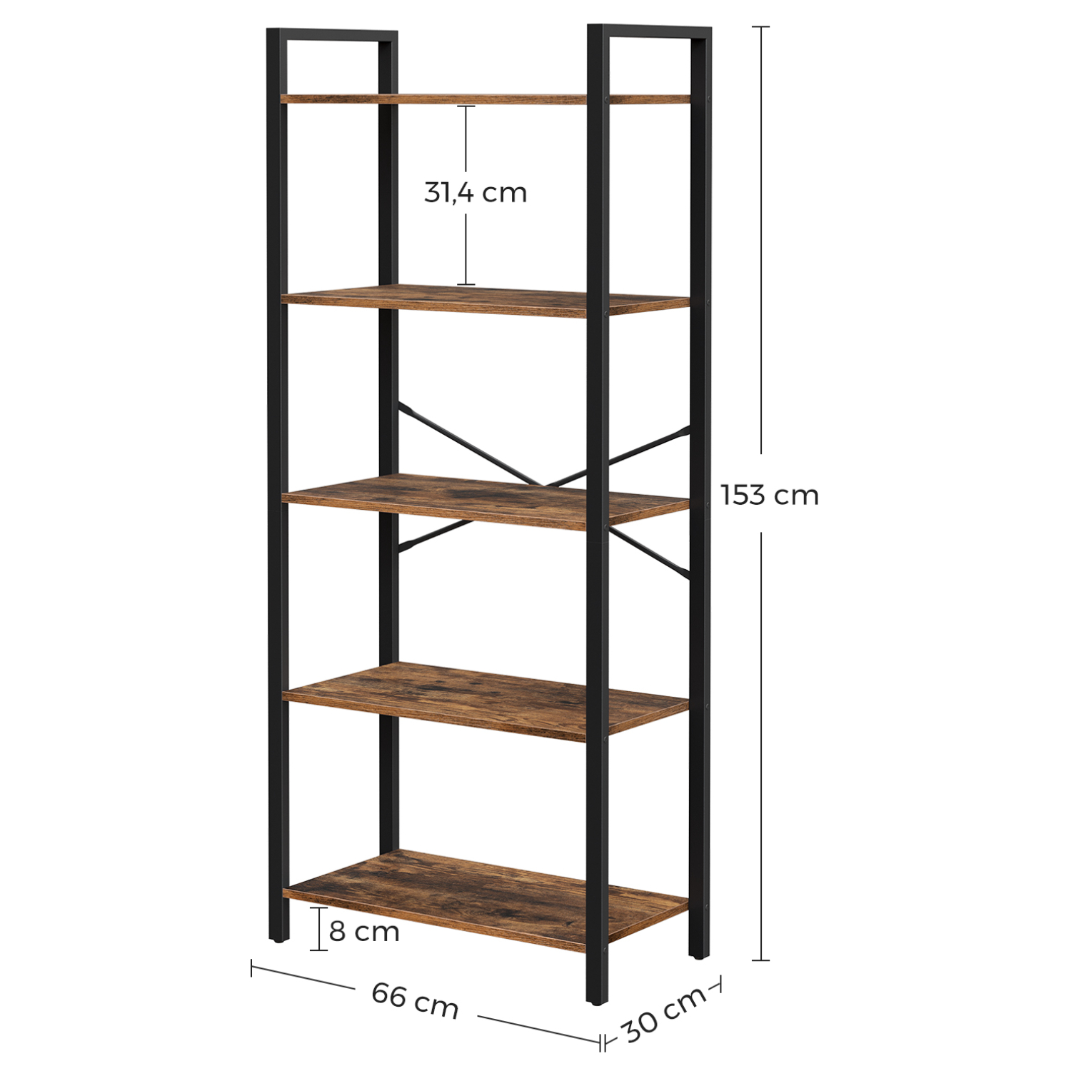 ESTANTE LIBRERO 5 NIVELES TOP ESTILO INDUSTRIAL - 3