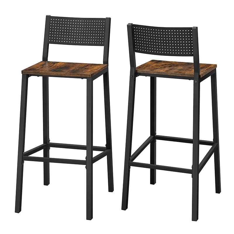 TABURETES VASAGLE CAFÉ 2 SILLAS BAR METAL BLACK - 1