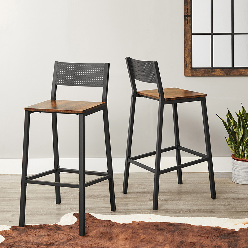 TABURETES VASAGLE CAFÉ 2 SILLAS BAR METAL BLACK - 5