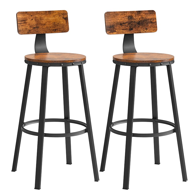 TABURETES SILLAS BAR VASAGLE CAFE SET CON RESPALDO ESTILO INDUSTRIAL - 1