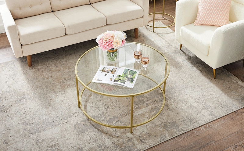 MESA CENTRO VASAGLE VIDRIO GOLD PREMIUM - 2