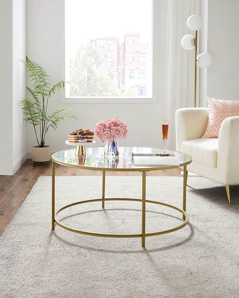 MESA CENTRO VASAGLE VIDRIO GOLD PREMIUM - 3