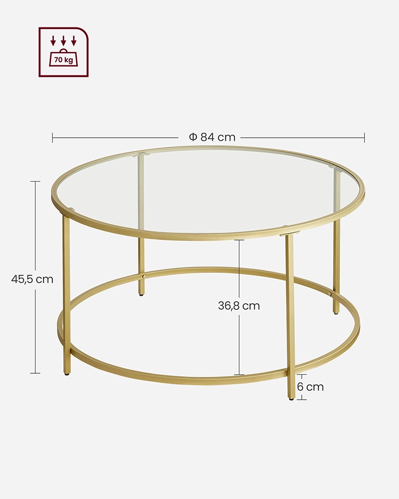 MESA CENTRO VASAGLE VIDRIO GOLD PREMIUM - 6