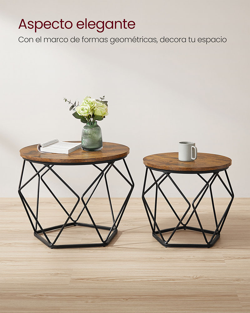 SET MESA CENTRO VASAGLE LGT040B01V1 BASE HEXAGONAL ESTILO INDUSTRIAL - 2