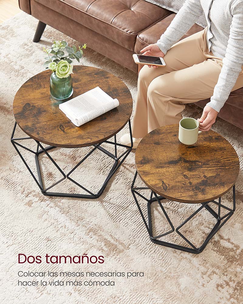 SET MESA CENTRO VASAGLE LGT040B01V1 BASE HEXAGONAL ESTILO INDUSTRIAL - 3