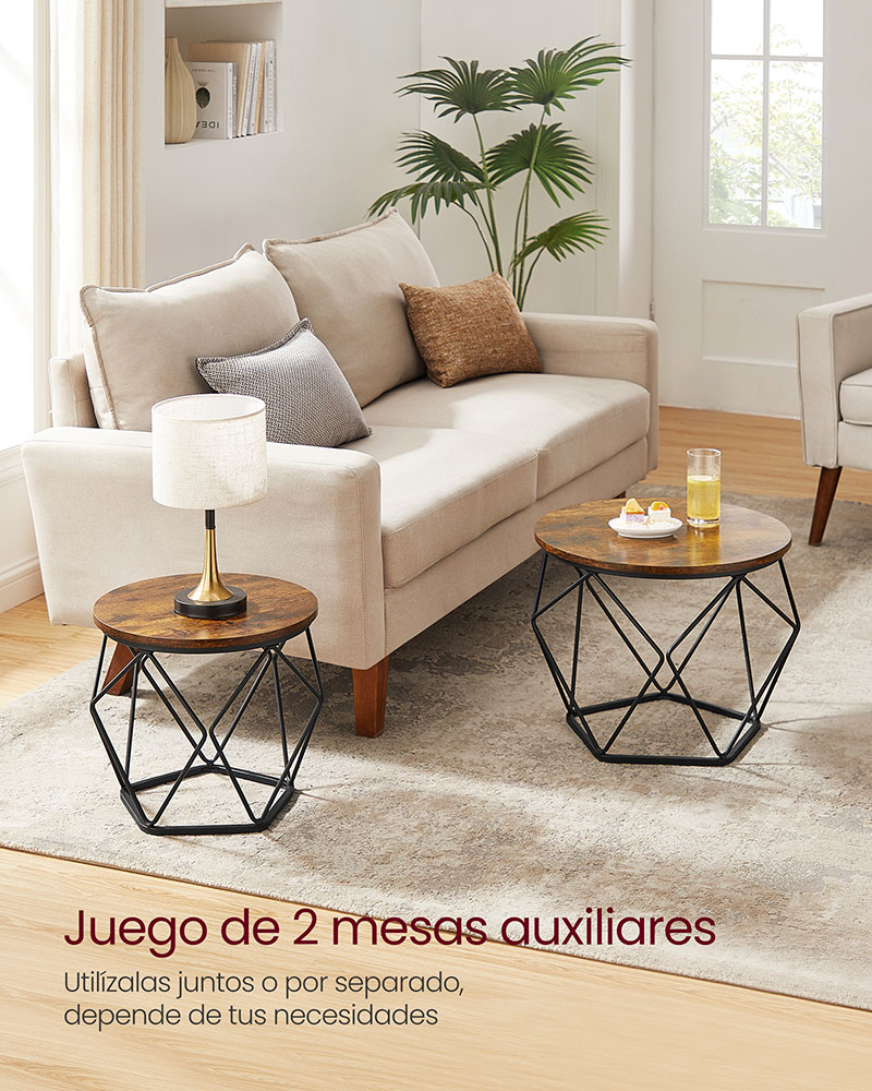 SET MESA CENTRO VASAGLE LGT040B01V1 BASE HEXAGONAL ESTILO INDUSTRIAL - 4