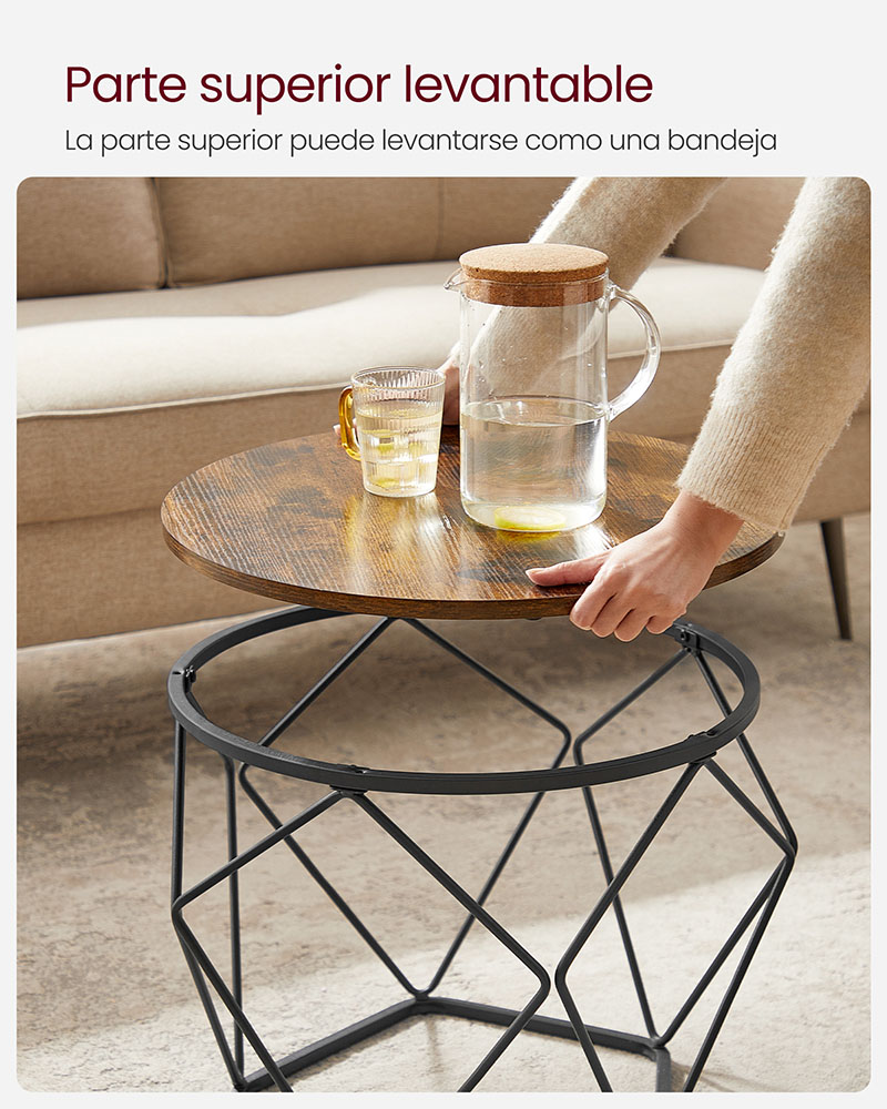 SET MESA CENTRO VASAGLE LGT040B01V1 BASE HEXAGONAL ESTILO INDUSTRIAL - 5