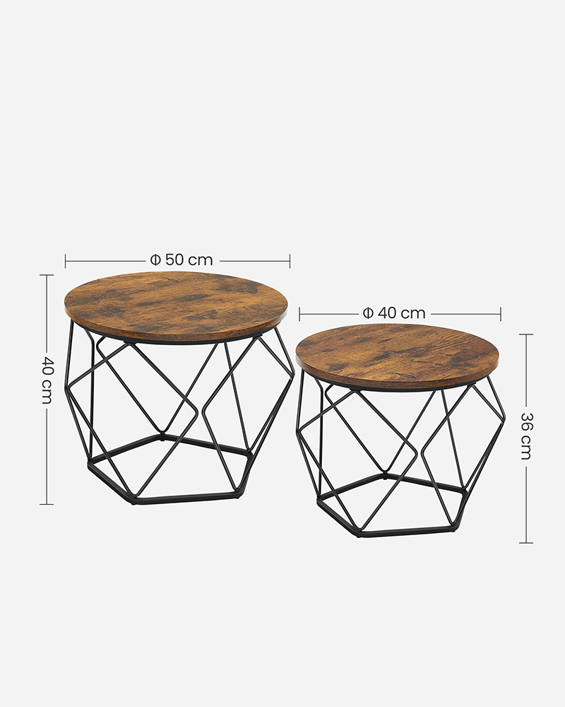 SET MESA CENTRO VASAGLE LGT040B01V1 BASE HEXAGONAL ESTILO INDUSTRIAL - 6