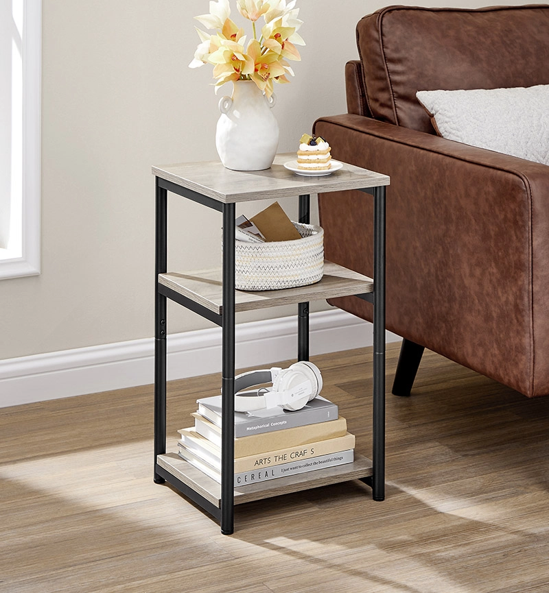 MESA LATERAL VASAGLE LET273B02 3 NIVELES GREY REGULABLE - 2