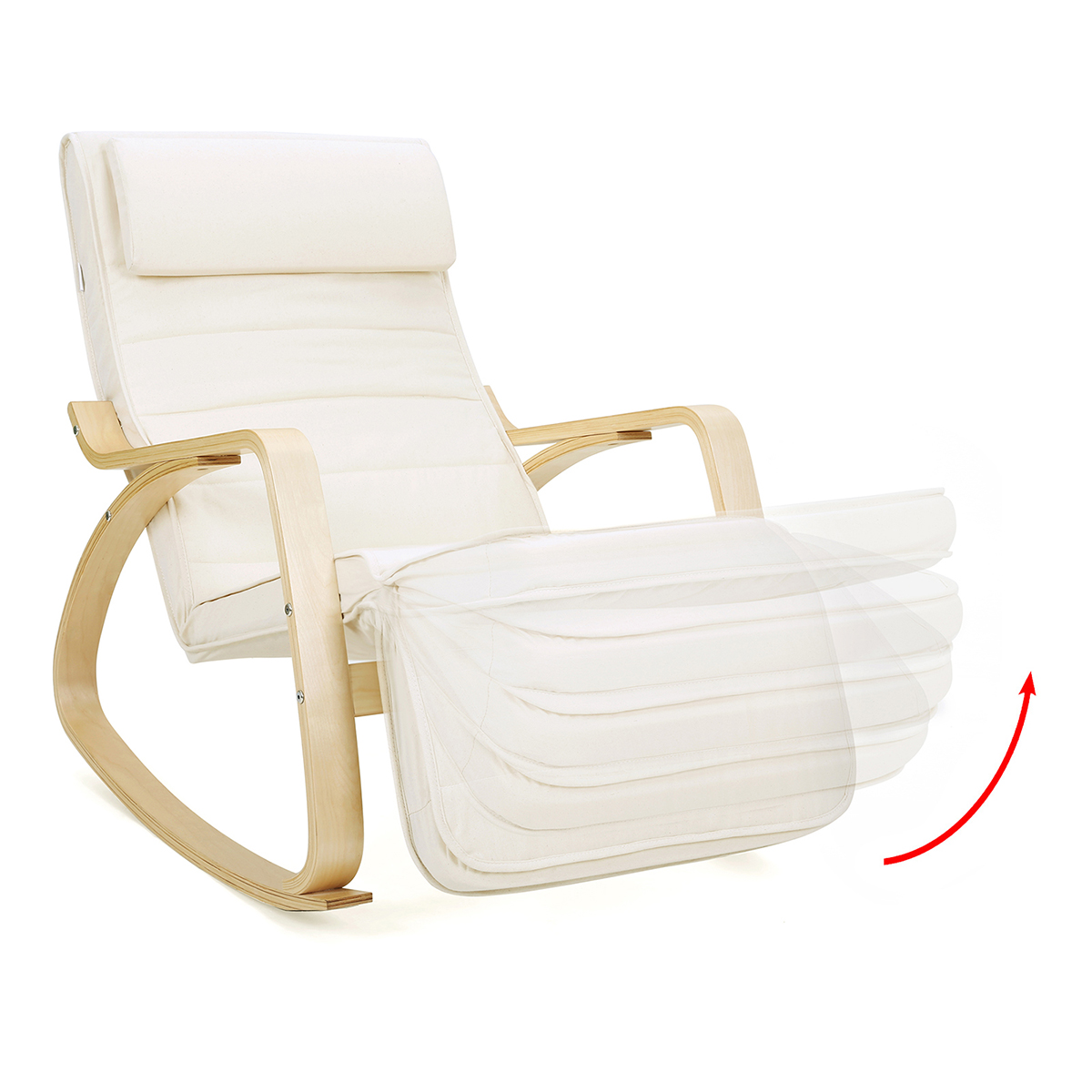 SILLA MECEDORA VASAGLE BEIGE CON REPOSAPIÉS 5 POSICIONES - 4