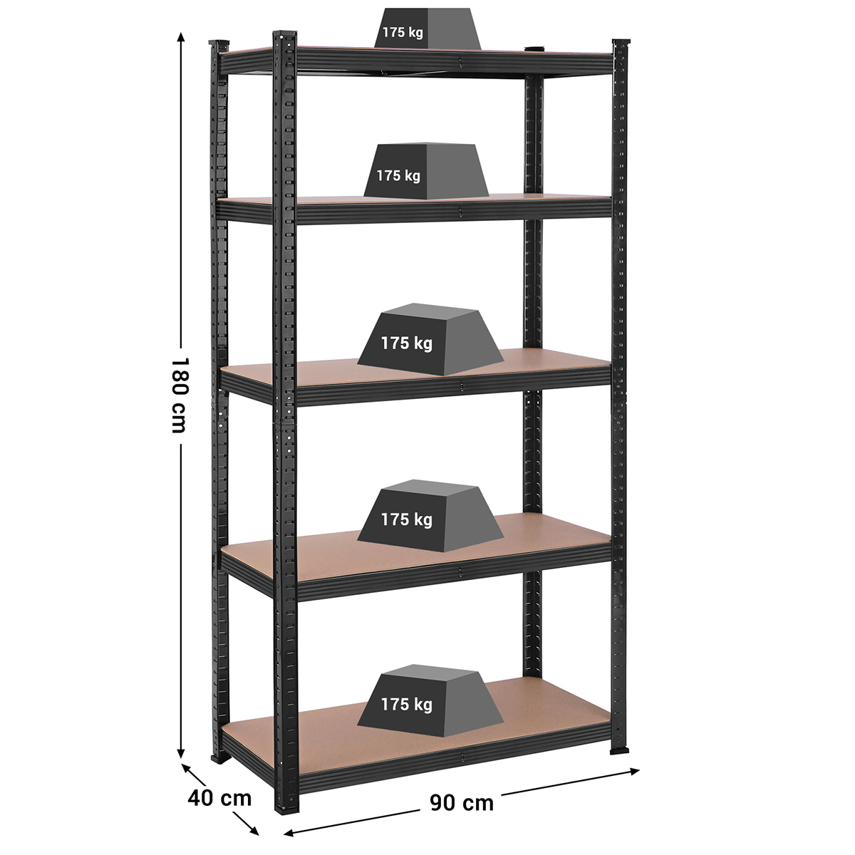 ESTANTE INDUSTRIAL ACERO 180X90X40CM CARGA 875 KG - 2