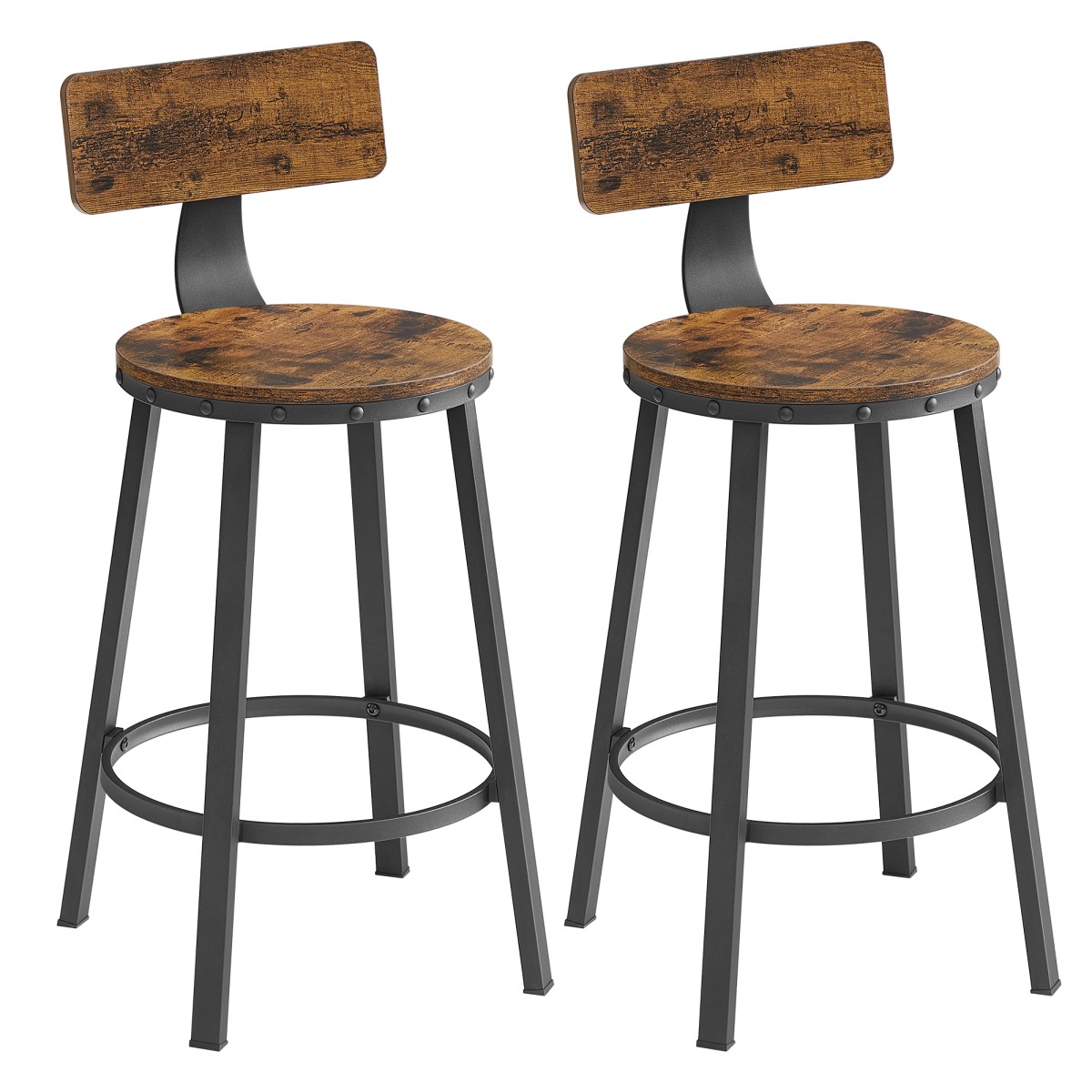 SET TABURETES SILLAS DE BAR CON RESPALDO H625 - 1