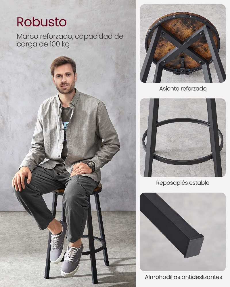 SET TABURETES SILLAS DE BAR CON RESPALDO H625 - 3