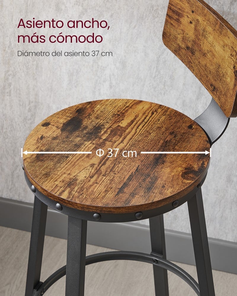 SET TABURETES SILLAS DE BAR CON RESPALDO H625 - 5