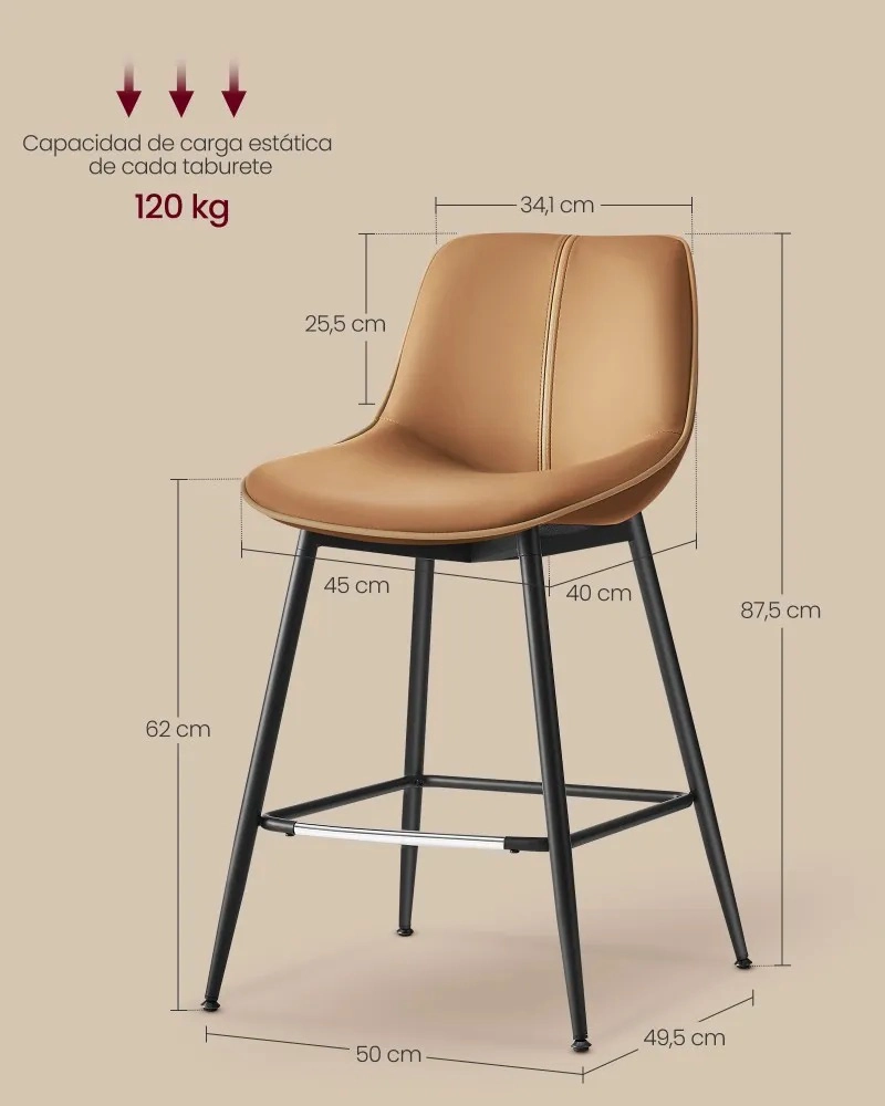 SET TABURET EKHO CUERO CAFE - 2