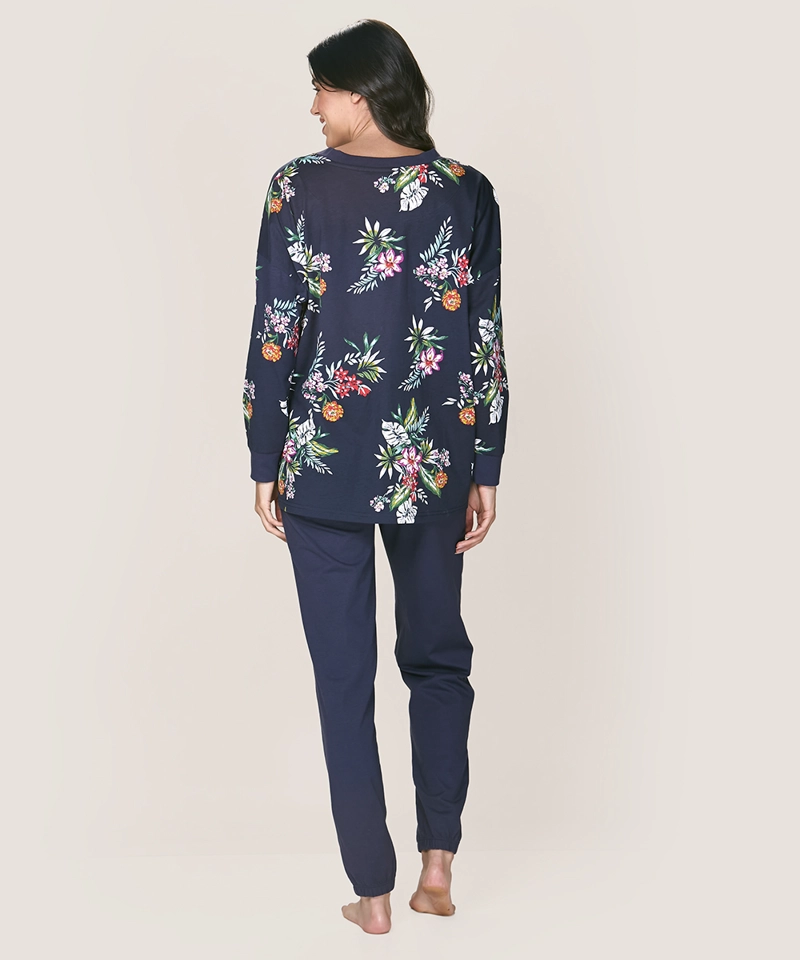 CONJUNTO ALGODÓN MUJER LADY GENNY AZUL PIJAMA FLOREADO - 2