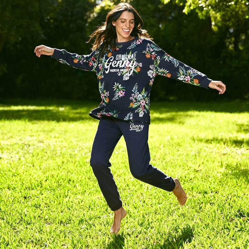 CONJUNTO ALGODÓN MUJER LADY GENNY AZUL PIJAMA FLOREADO - 4